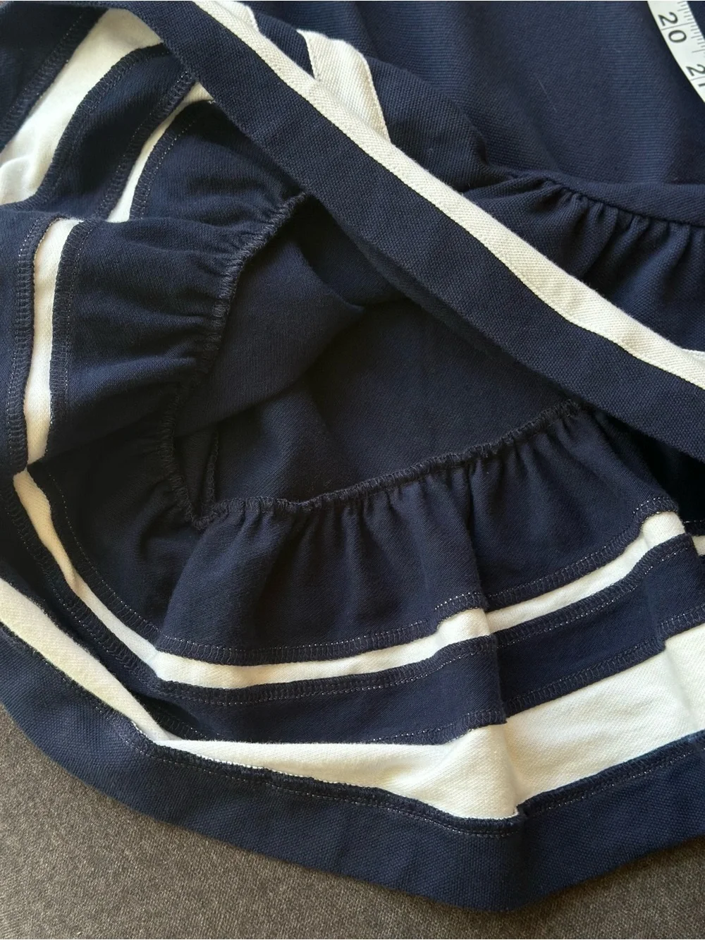 Ralph Lauren Girls Polo Dress Navy Ruffle Stripe Hem XL 16